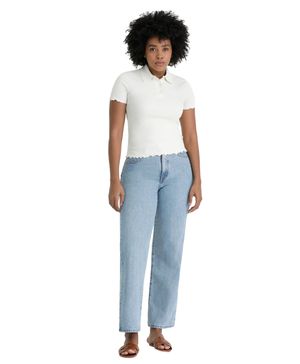 Polo con Cuello Mujer Ribbed Slim Fit