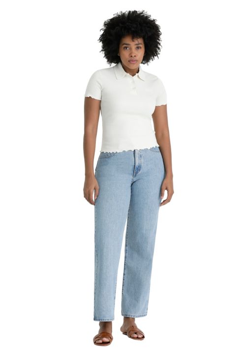 Polo con Cuello Mujer Ribbed Slim Fit