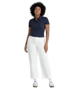 Polo con Cuello Mujer Ribbed Slim Fit