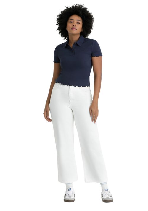 Polo con Cuello Mujer Ribbed Slim Fit