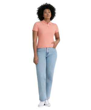 Polo con Cuello Mujer Ribbed Slim Fit