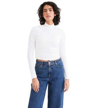 Polo Mujer Mock Neck Crop Top Slim Fit
