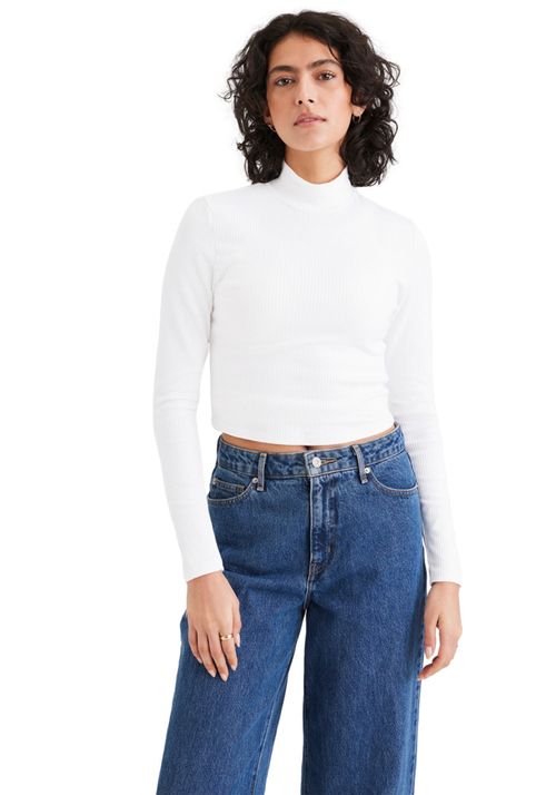 Polo Mujer Mock Neck Crop Top Slim Fit